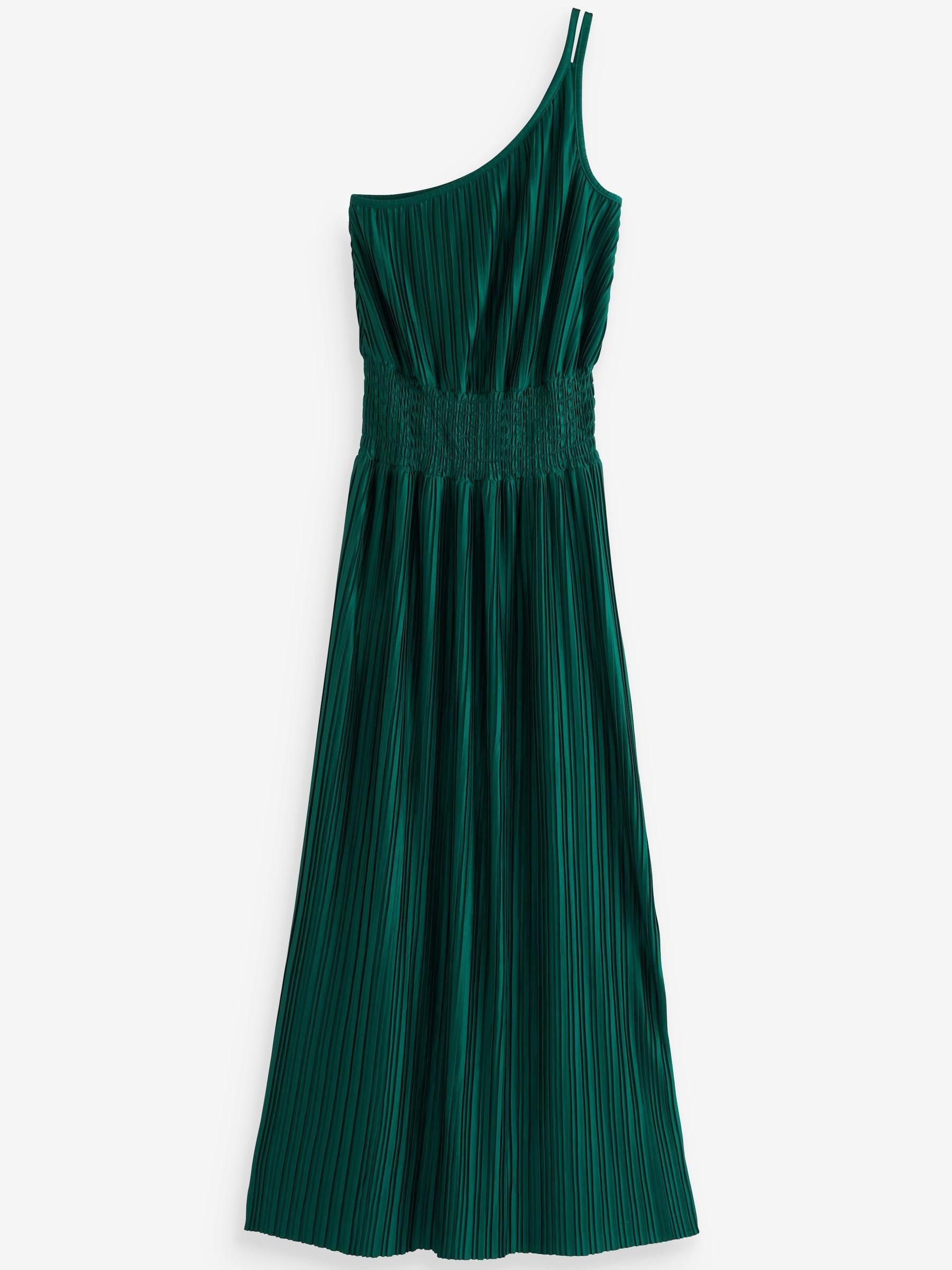 Buy Green Plisse One Shoulder Dress from Next Luxembourg