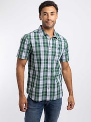 Weird Fish Green Judd Short Sleeve Check Shirt - Image 1 of 6