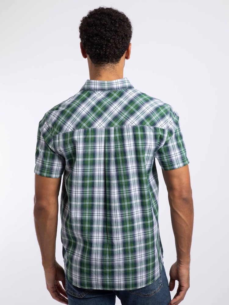 Weird Fish Green Judd Short Sleeve Check Shirt - Image 2 of 6 Weird Fish Green Judd Short Sleeve Check Shirt - Image 2 of 6