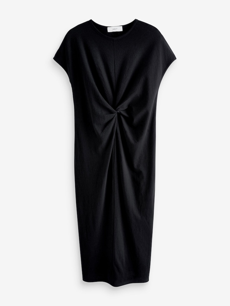 Black Twist Short Sleeved T-Shirt Summer Dress - Image 5 of 6