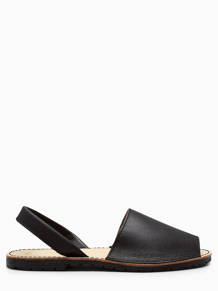 Black Leather Regular/Wide Fit Beach Sandals - Image 2 of 5 Black Leather Regular/Wide Fit Beach Sandals - Image 2 of 5