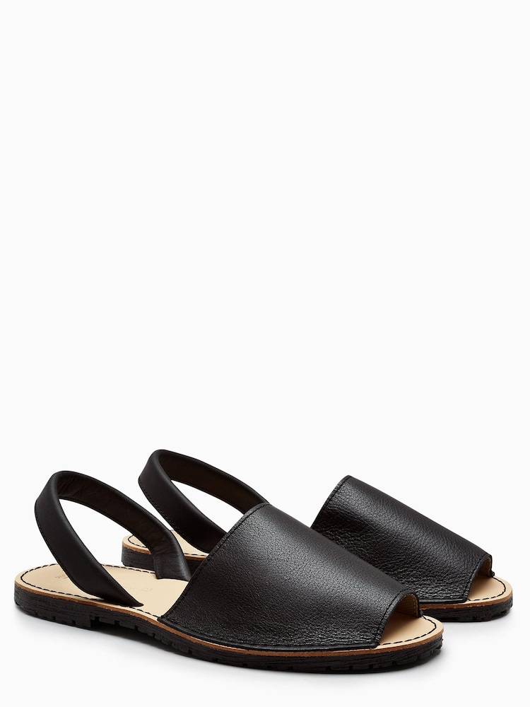 Black Leather Regular/Wide Fit Beach Sandals - Image 4 of 5