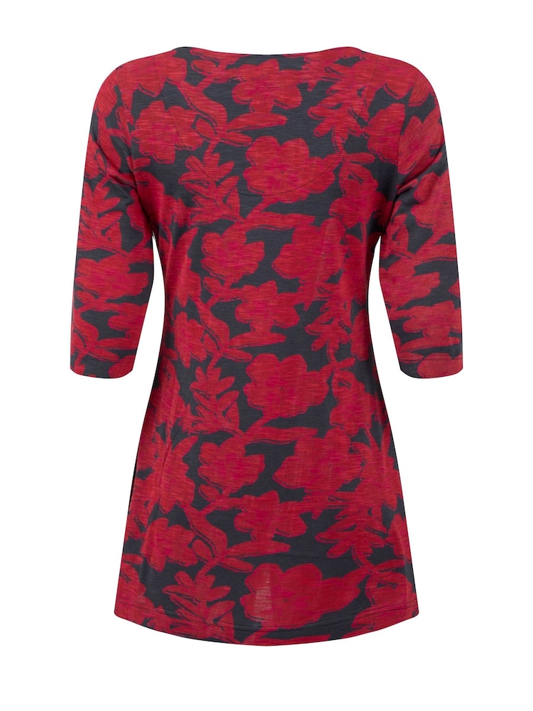 Weird Fish Red Arielle Printed Jersey 3/4 Sleeve Tunic - Image 7 of 7 Weird Fish Red Arielle Printed Jersey 3/4 Sleeve Tunic - Image 7 of 7