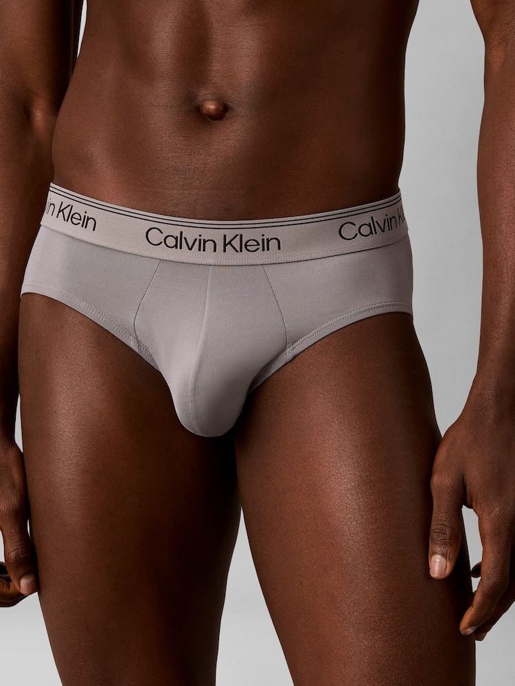 Calvin Klein Blue Hip Briefs 3 Pack - Microfibre Stretch - Image 6 of 6 Calvin Klein Blue Hip Briefs 3 Pack - Microfibre Stretch - Image 6 of 6