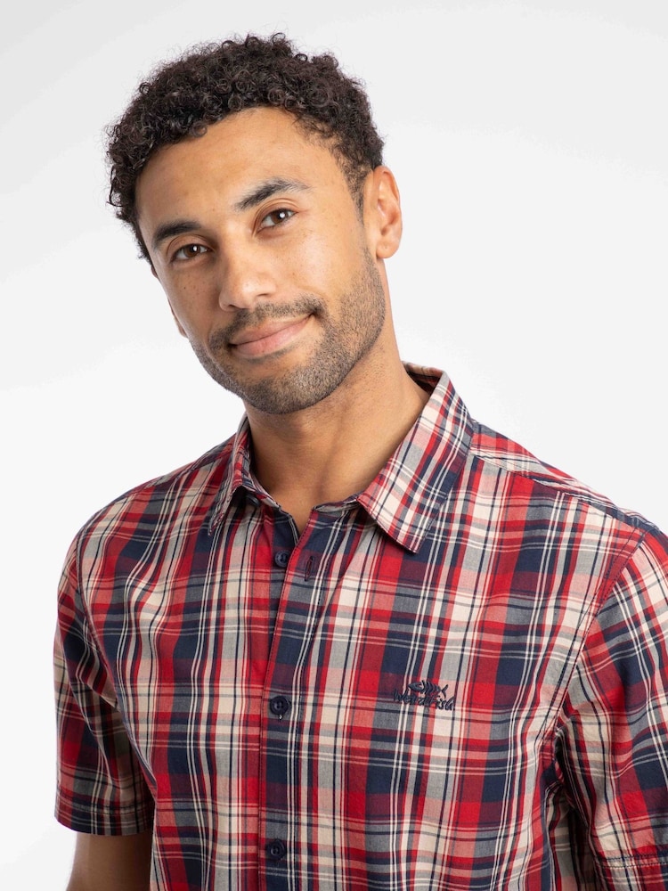 Weird Fish Blue Judd Short Sleeve Check Shirt - Image 2 of 5 Weird Fish Blue Judd Short Sleeve Check Shirt - Image 2 of 5
