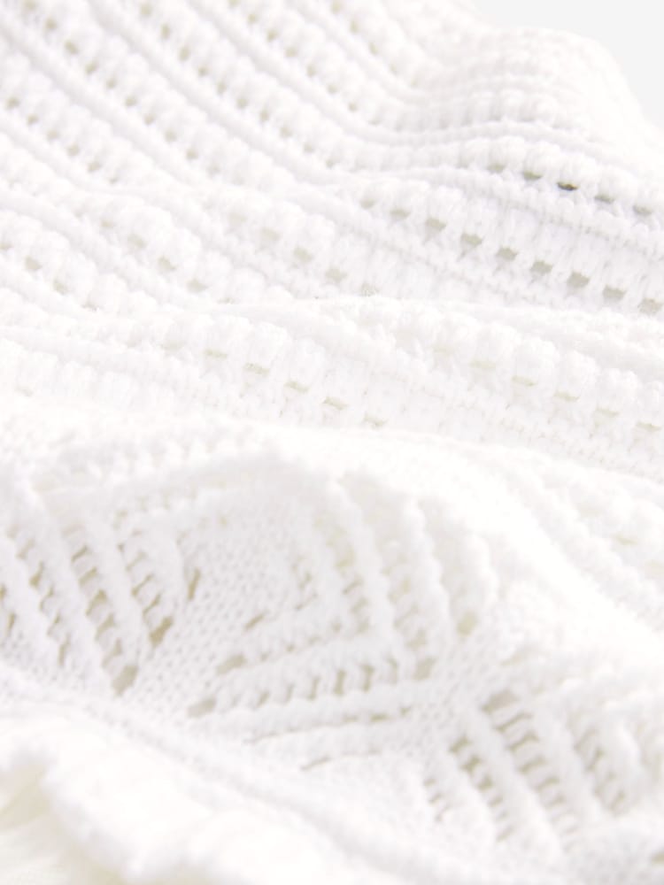 Ecru White Crochet Flute Sleeve Dress - Image 6 of 6