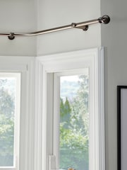 Pewter Grey 4m Bendable Bay Window Curtain Pole Kit - Image 3 of 6