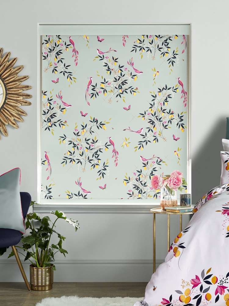 Sara Miller Green Birds & Trellis Made to Measure Roller Blinds - Image 2 of 6