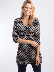 Weird Fish Navy Blue Arielle Printed Jersey 3/4 Sleeve Tunic - Image 1 of 7