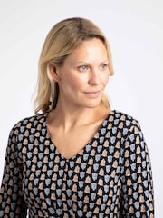 Weird Fish Navy Blue Arielle Printed Jersey 3/4 Sleeve Tunic - Image 4 of 7