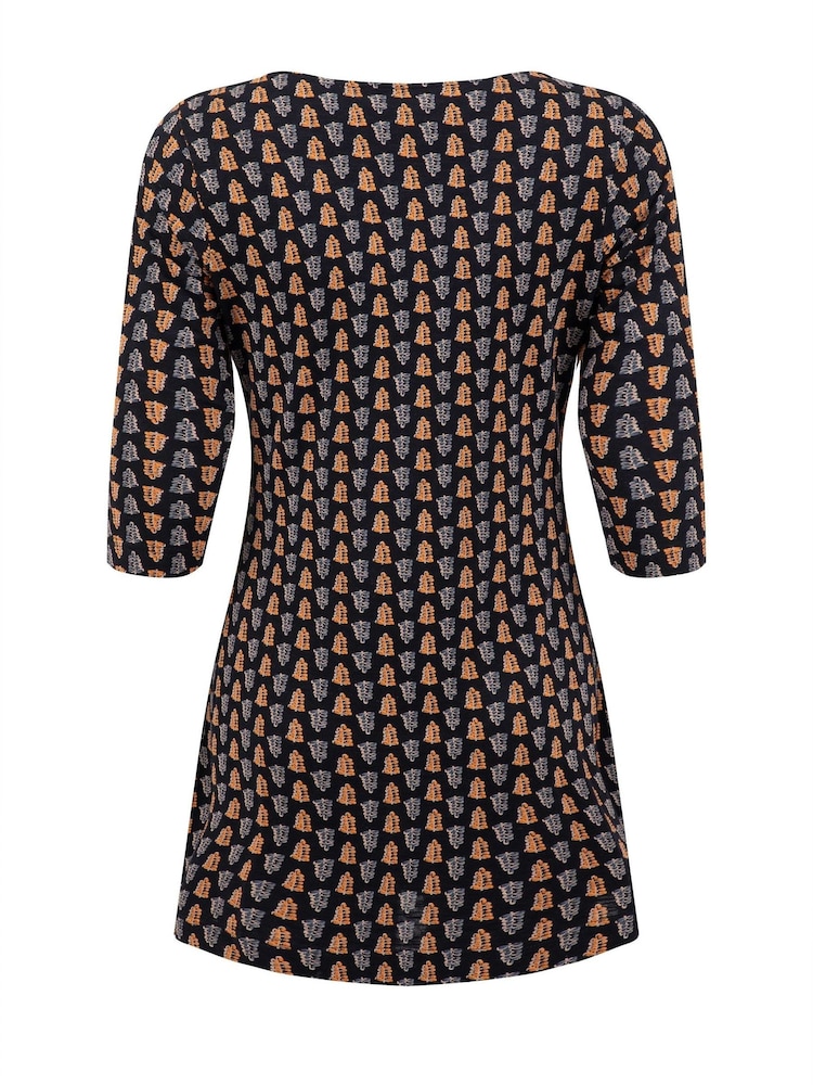 Weird Fish Navy Blue Arielle Printed Jersey 3/4 Sleeve Tunic - Image 7 of 7 Weird Fish Navy Blue Arielle Printed Jersey 3/4 Sleeve Tunic - Image 7 of 7