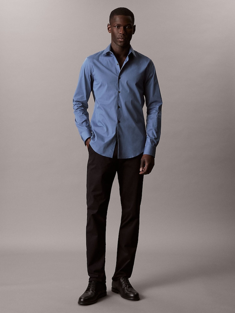 Calvin Klein Blue Slim Fit Poplin Dress Shirt - Image 1 of 1