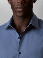 Calvin Klein Blue Slim Fit Poplin Dress Shirt - Image 5 of 7