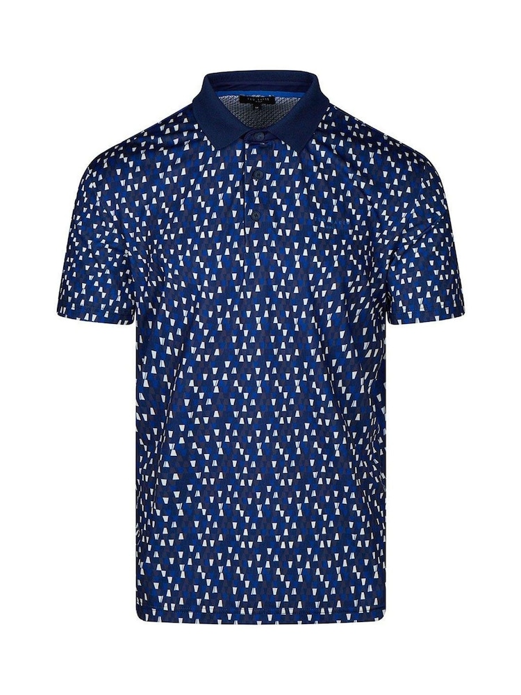 Ted Baker Sport Dark Blue Allcot GEO Golf Polo Shirt - Image 1 of 4 Ted Baker Sport Dark Blue Allcot GEO Golf Polo Shirt - Image 1 of 4