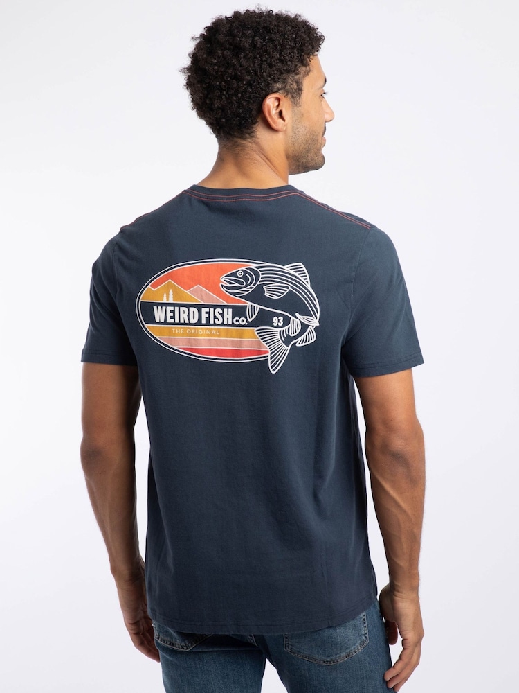 Weird Fish Navy Blue Coarse Fishing Front Print Graphic T-Shirt - Image 2 of 6 Weird Fish Navy Blue Coarse Fishing Front Print Graphic T-Shirt - Image 2 of 6
