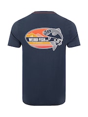 Weird Fish Navy Blue Coarse Fishing Front Print Graphic T-Shirt - Image 6 of 6