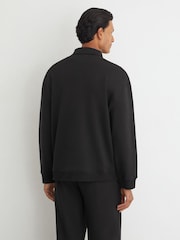 Reiss Black Brooks Premium Interlock Relaxed Polo Sweatshirt - Image 5 of 6