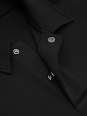 Reiss Black Brooks Premium Interlock Relaxed Polo Sweatshirt - Image 6 of 6