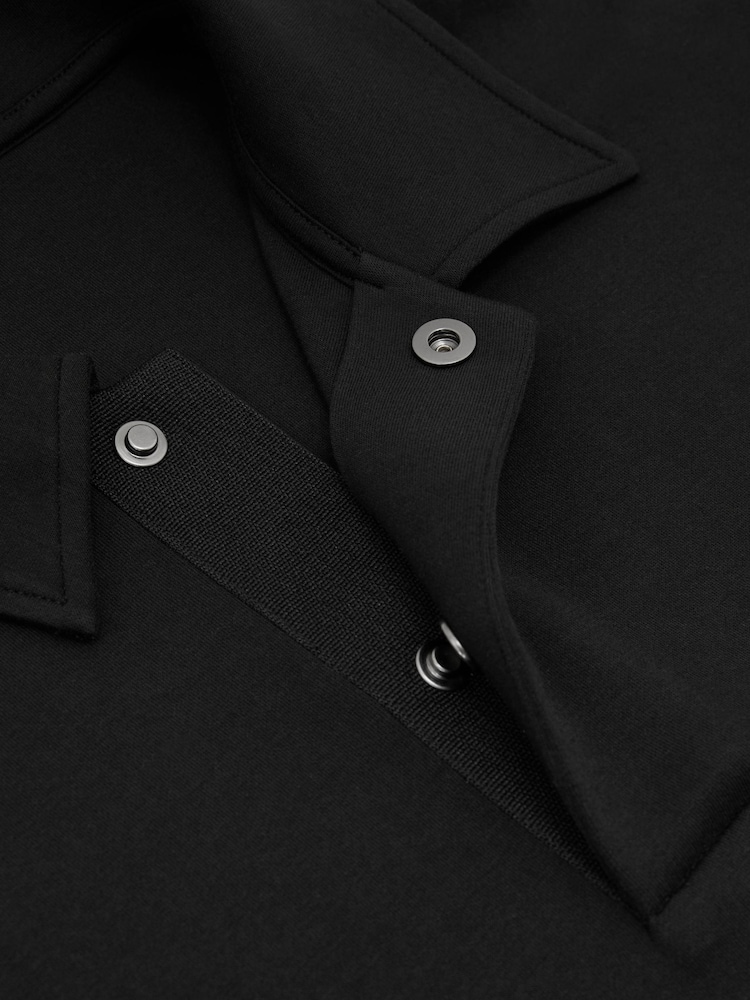 Reiss Black Brooks Premium Interlock Relaxed Polo Sweatshirt - Image 6 of 6 Reiss Black Brooks Premium Interlock Relaxed Polo Sweatshirt - Image 6 of 6