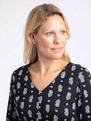 Weird Fish Dark Blue Arielle Printed Jersey 3/4 Sleeve Tunic - Image 4 of 7