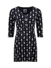 Weird Fish Dark Blue Arielle Printed Jersey 3/4 Sleeve Tunic - Image 6 of 7
