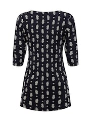 Weird Fish Dark Blue Arielle Printed Jersey 3/4 Sleeve Tunic - Image 7 of 7