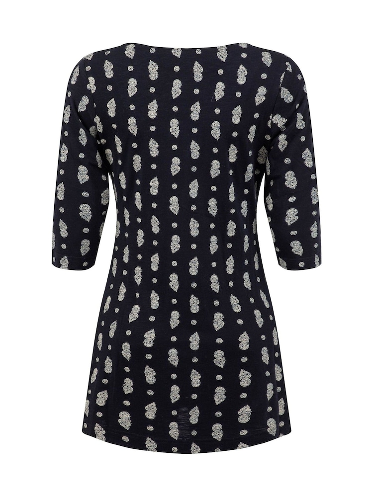 Weird Fish Dark Blue Arielle Printed Jersey 3/4 Sleeve Tunic - Image 7 of 7 Weird Fish Dark Blue Arielle Printed Jersey 3/4 Sleeve Tunic - Image 7 of 7