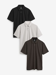 White/Gris/Noir Imprimé - Ajustement régulier - Polo en jersey Manches courtes 3 Pack - Image 1 de 12