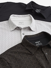 White/Gris/Noir Imprimé - Ajustement régulier - Polo en jersey Manches courtes 3 Pack - Image 2 de 12