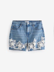 Denim Lace Trim Shorts - Image 1 of 1