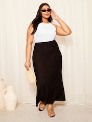 Curves Like These Black Linen Look Maxi Skirt - Image 2 of 4