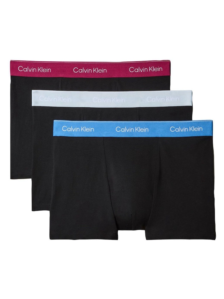 Calvin Klein Red/Blue/Light Blue Icon Cotton Stretch Boxer Trunks 3 Pack - Image 1 of 6 Calvin Klein Red/Blue/Light Blue Icon Cotton Stretch Boxer Trunks 3 Pack - Image 1 of 6