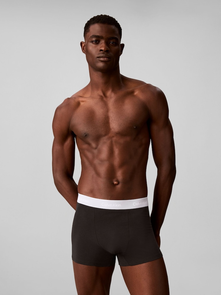 Calvin Klein Red/Blue/Light Blue Icon Cotton Stretch Boxer Trunks 3 Pack - Image 2 of 6 Calvin Klein Red/Blue/Light Blue Icon Cotton Stretch Boxer Trunks 3 Pack - Image 2 of 6