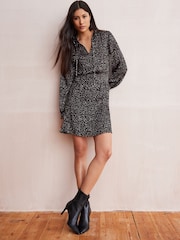 Rose Gold Long Sleeve Pleated Metallic Mini Dress - Image 2 of 7