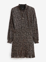 Rose Gold Long Sleeve Pleated Metallic Mini Dress - Image 6 of 7