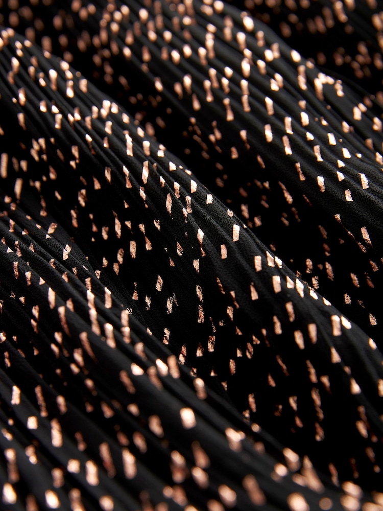Rose Gold Long Sleeve Pleated Metallic Mini Dress - Image 7 of 7