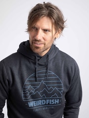 Mørkeblå - Weird Fish Hettegenser med grafisk popover-logo og trykk foran - Bilde 4 av 4