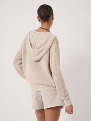 Hush Natural Leni Open Stitch Cotton V-Neck Hoodie - Image 2 of 5