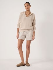 Hush Natural Leni Open Stitch Cotton V-Neck Hoodie - Image 4 of 5