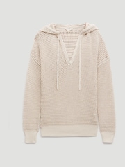 Hush Natural Leni Open Stitch Cotton V-Neck Hoodie - Image 6 of 6