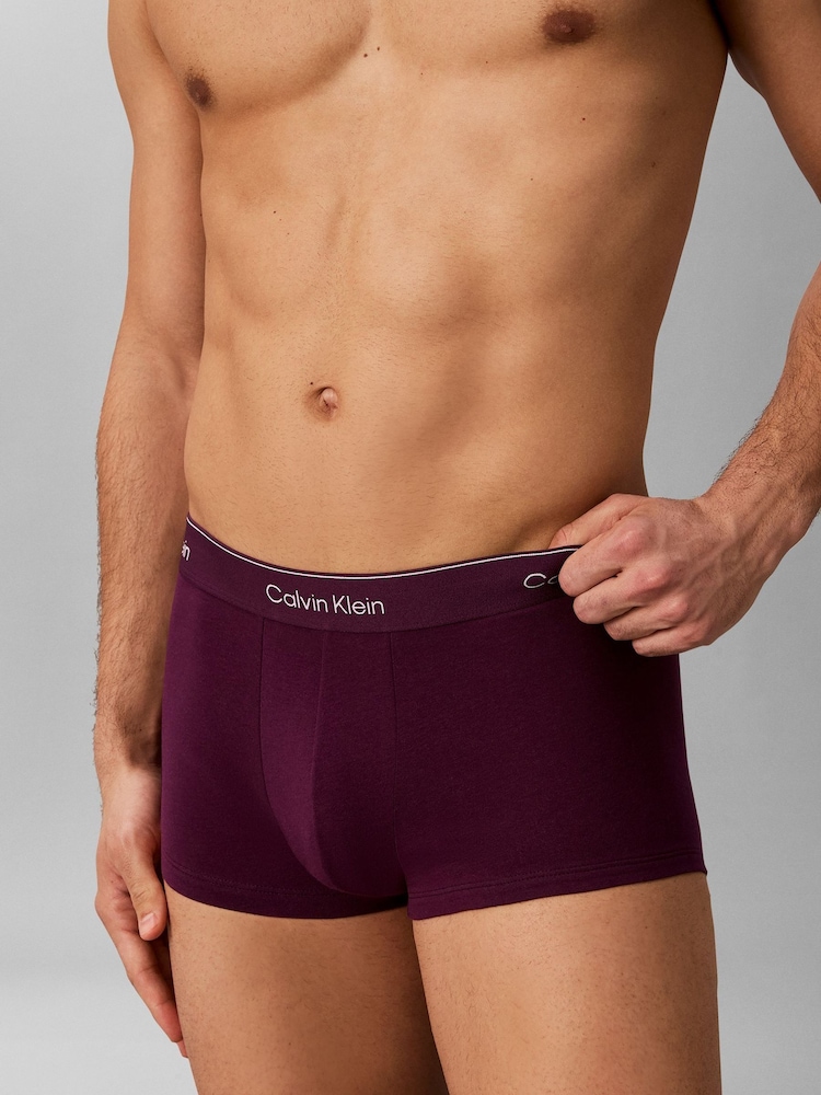 Calvin Klein Purple Icon Cotton Stretch Low Rise Boxer Trunks 3 Pack - Image 5 of 5 Calvin Klein Purple Icon Cotton Stretch Low Rise Boxer Trunks 3 Pack - Image 5 of 5