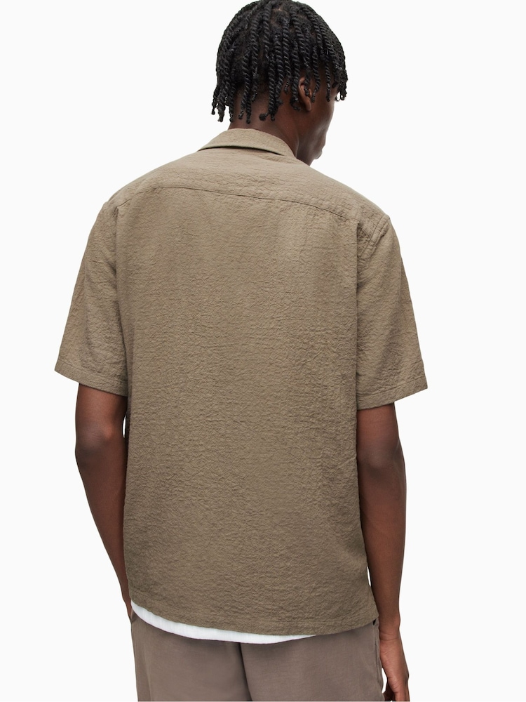 AllSaints Brown Mattole Short Sleeve Shirt - Image 2 of 7