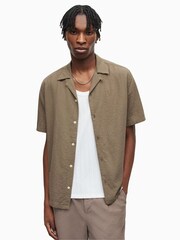 AllSaints Brown Mattole Short Sleeve Shirt - Image 3 of 7