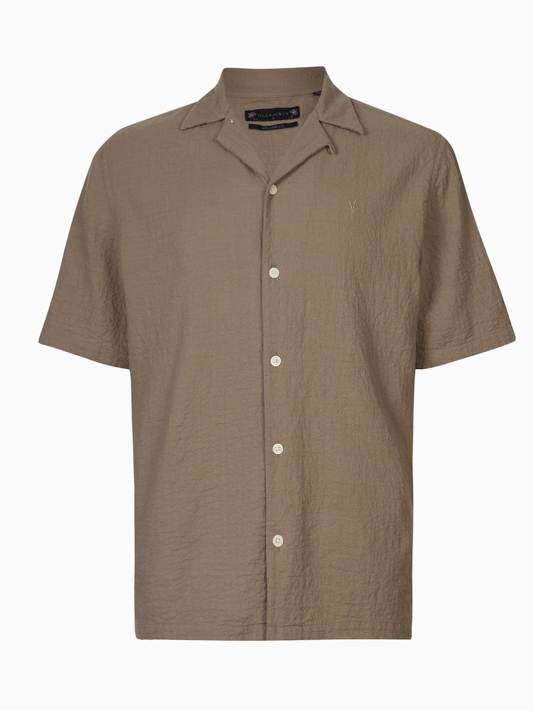 AllSaints Brown Mattole Short Sleeve Shirt - Image 7 of 7
