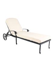 Charles Bentley Silver Garden Cast Aluminium Sun Lounger With Cushion - Image 1 of 6