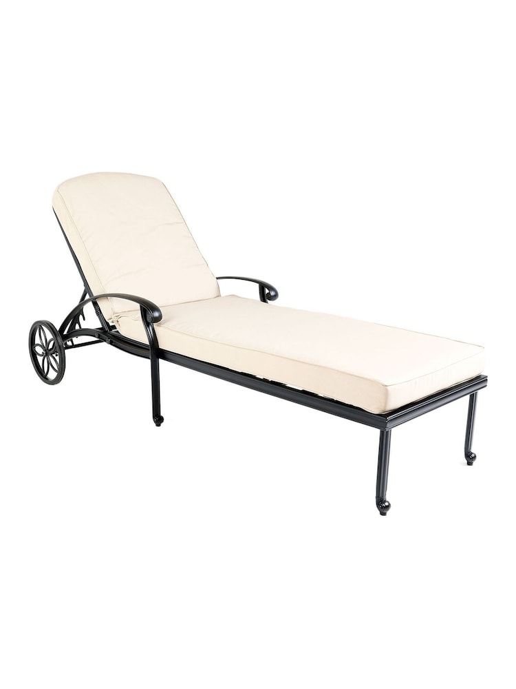 Charles Bentley Silver Garden Cast Aluminium Sun Lounger With Cushion - Image 1 of 6