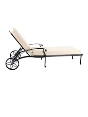 Charles Bentley Silver Garden Cast Aluminium Sun Lounger With Cushion - Image 2 of 6