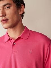 Bright Pink Regular Fit Short Sleeve Pique Polo Shirt - Image 4 of 7