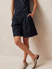 Alohas Blue Birelle Navy Tailored Shorts - Image 1 of 6