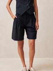 Alohas Blue Birelle Navy Tailored Shorts - Image 2 of 6